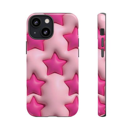Pink Puffy Stars Aesthetic Phone Case - Cute Y2K Design
