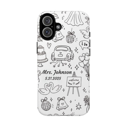 Black Wedding Phone Case – Personalized Name & Date Gift