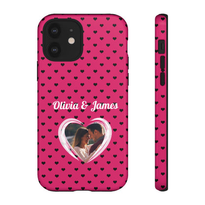 Personalized Photo Pink Heart Phone Case - Custom Photo & Name