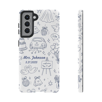 Navy Blue Personalized Wedding Phone Case – Custom Name & Date Bridal Gift