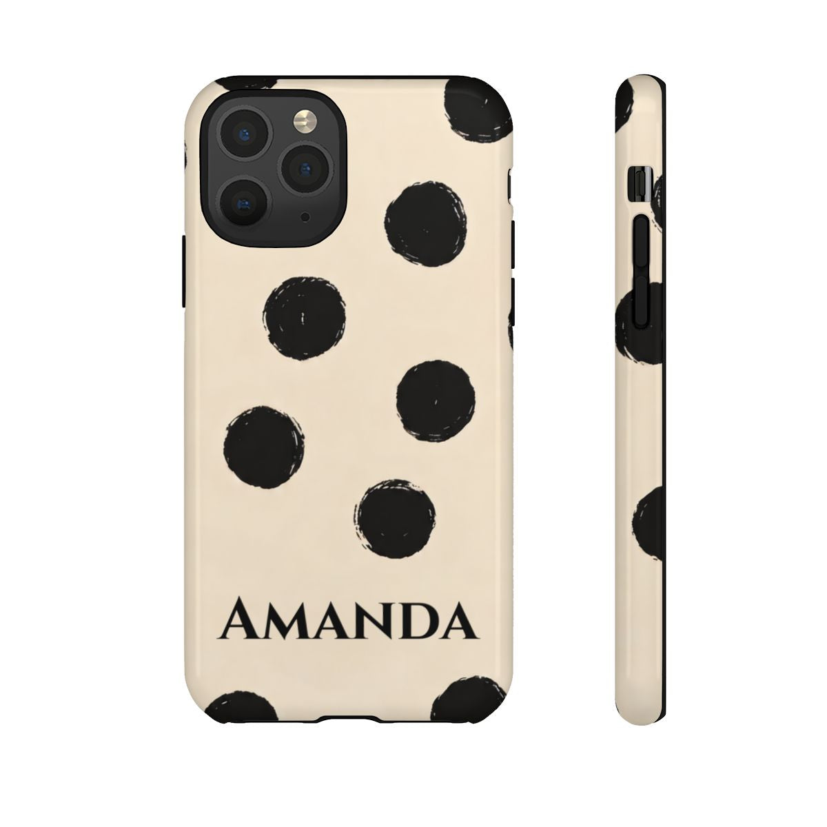 Personalized Polka Dot Phone Case – Custom Name Modern Abstract Aesthetic