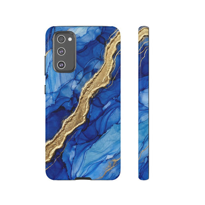 Blue Gold Marble Phone Case – Luxury Sapphire Geode Ink Art Design