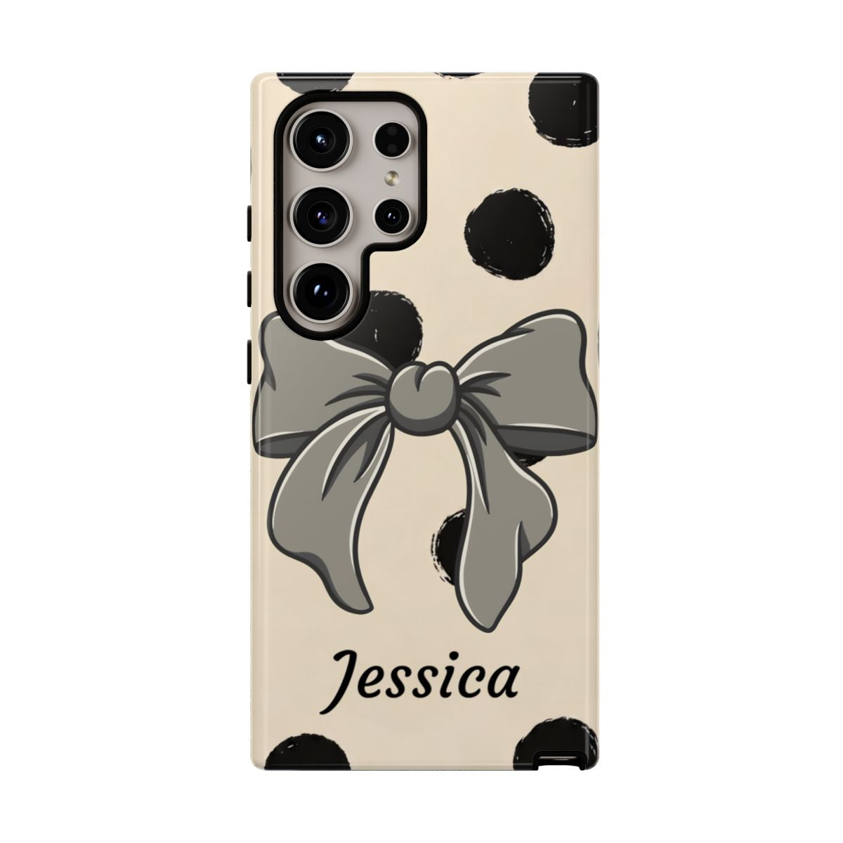 Personalized Polka Dot Bow Phone Case – Custom Name Coquette Retro Aesthetic