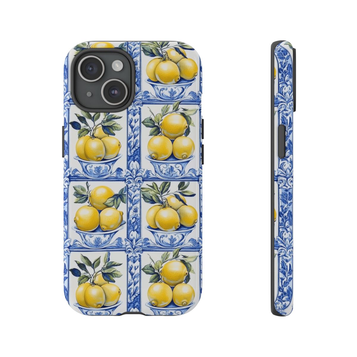 Amalfi Lemon Tile Phone Case - Mediterranean Blue & Yellow
