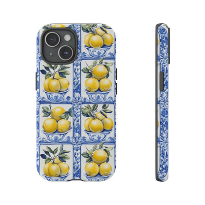 Amalfi Lemon Tile Phone Case - Mediterranean Blue & Yellow
