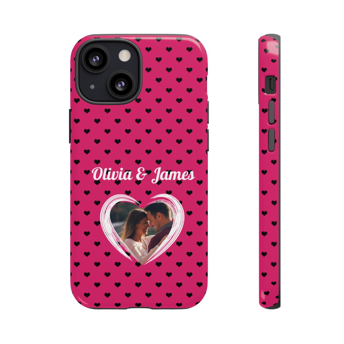 Personalized Photo Pink Heart Phone Case - Custom Photo & Name