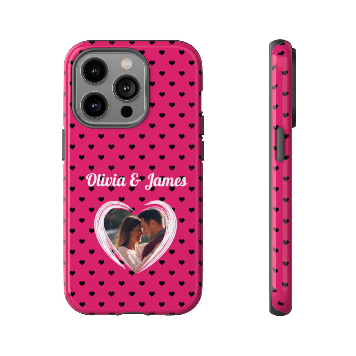Personalized Photo Pink Heart Phone Case - Custom Photo & Name