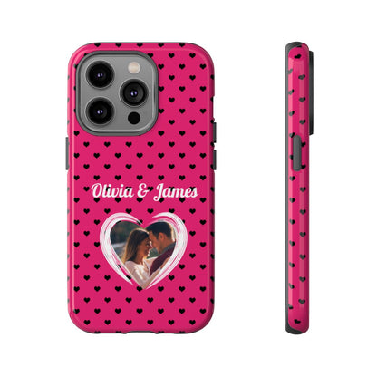 Personalized Photo Pink Heart Phone Case - Custom Photo & Name