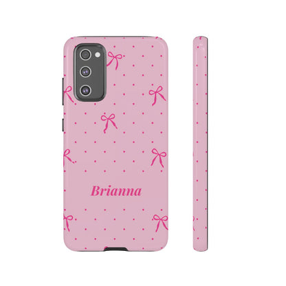 Personalized Pink Bow Phone Case – Custom Name Polka Dot Coquette Aesthetic