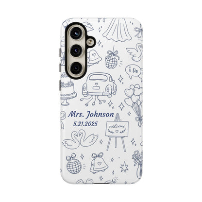 Navy Blue Personalized Wedding Phone Case – Custom Name & Date Bridal Gift