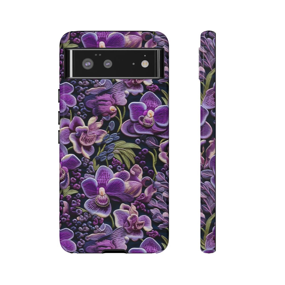 Orchid Veil Phone Case – Purple Embroidery Floral Aesthetic
