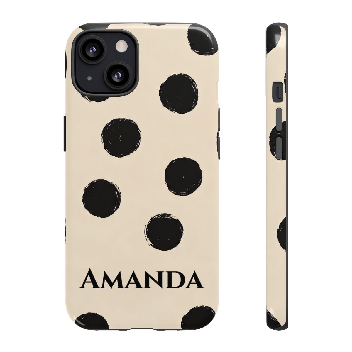 Personalized Polka Dot Phone Case – Custom Name Modern Abstract Aesthetic