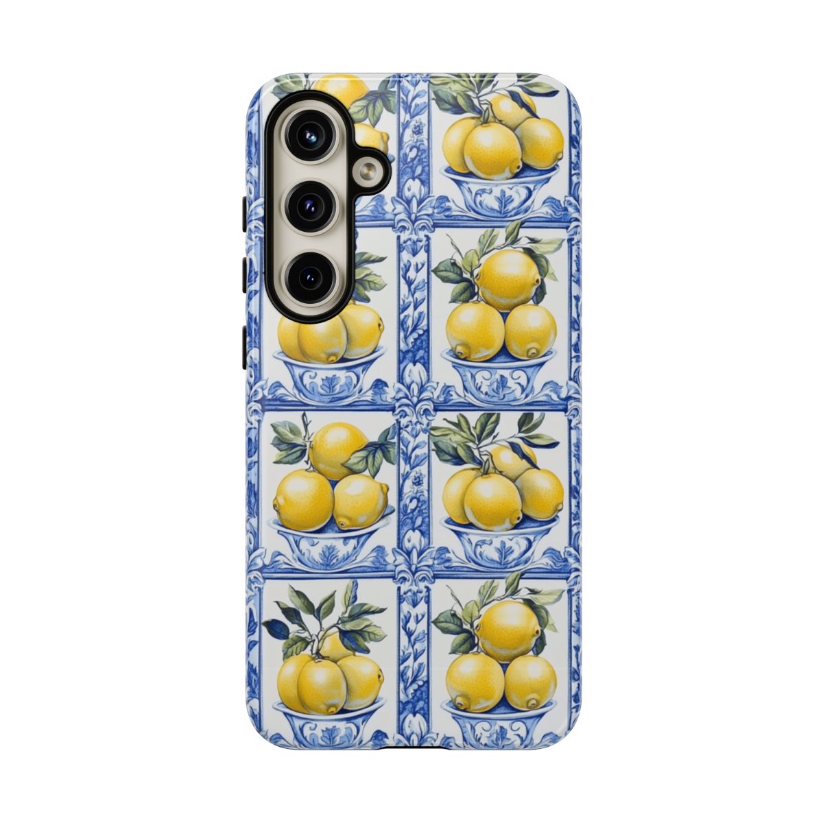 Amalfi Lemon Tile Phone Case - Mediterranean Blue & Yellow