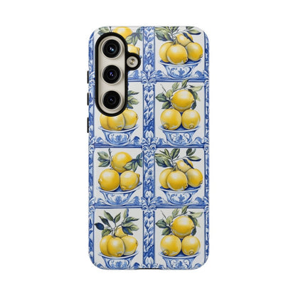 Amalfi Lemon Tile Phone Case - Mediterranean Blue & Yellow