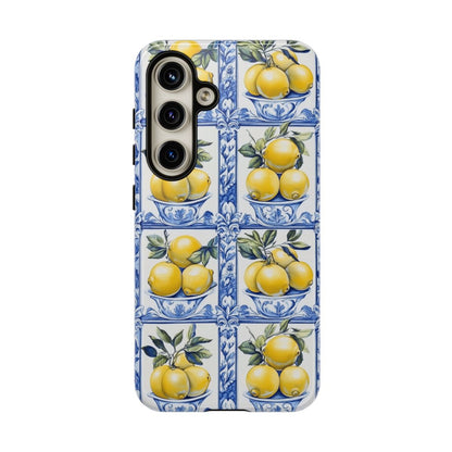 Amalfi Lemon Tile Phone Case - Mediterranean Blue & Yellow