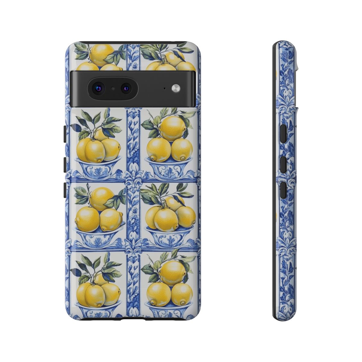 Amalfi Lemon Tile Phone Case - Mediterranean Blue & Yellow