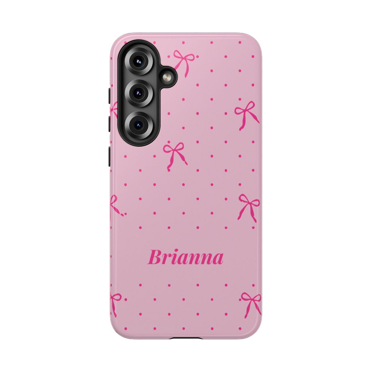 Personalized Pink Bow Phone Case – Custom Name Polka Dot Coquette Aesthetic