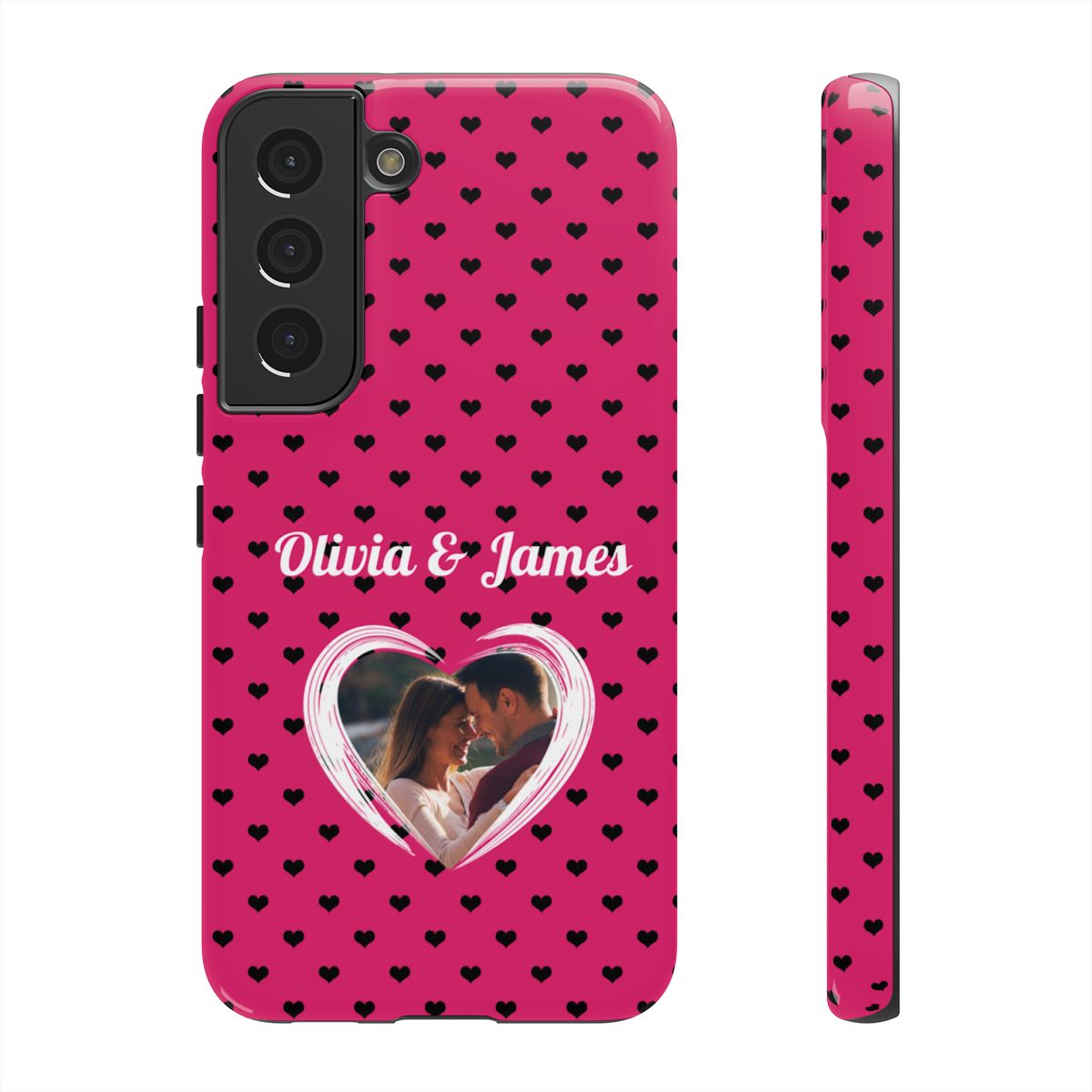 Personalized Photo Pink Heart Phone Case - Custom Photo & Name