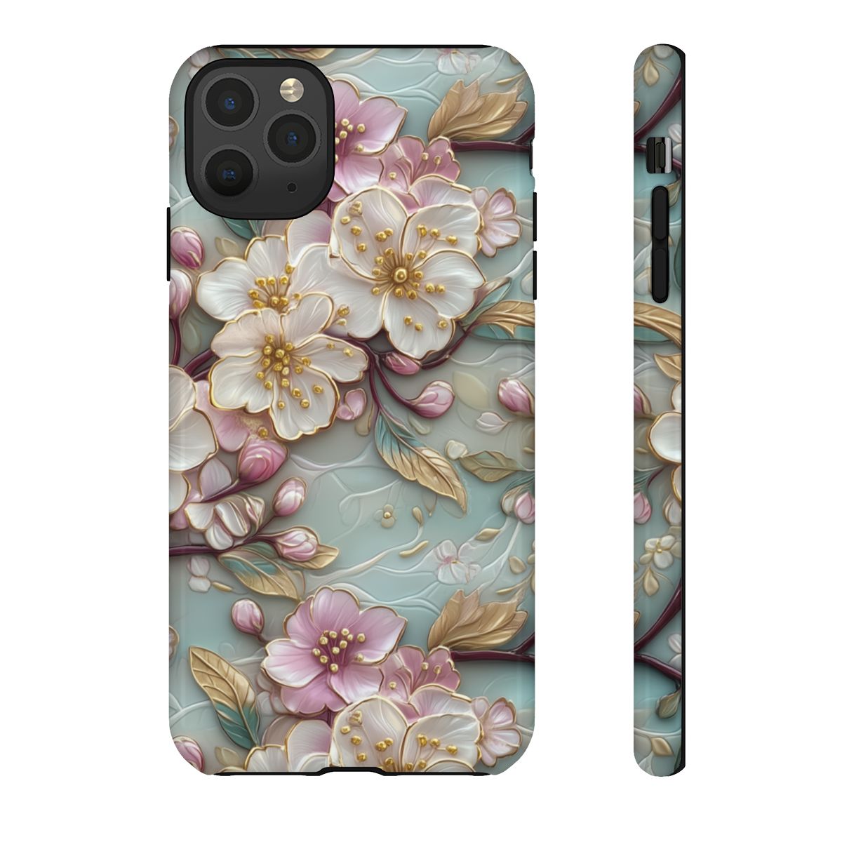 Mint Sakura Phone Case - 3D Sculpted Cherry Blossom