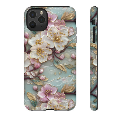 Mint Sakura Phone Case - 3D Sculpted Cherry Blossom