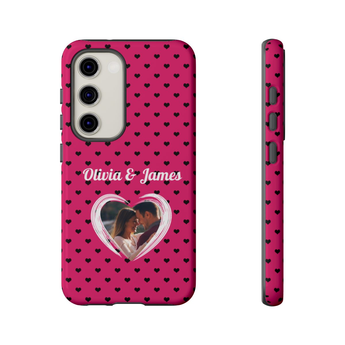 Personalized Photo Pink Heart Phone Case - Custom Photo & Name