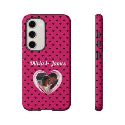 Personalized Photo Pink Heart Phone Case - Custom Photo & Name