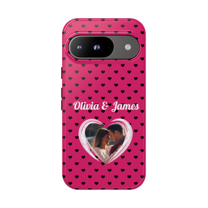 Personalized Photo Pink Heart Phone Case - Custom Photo & Name