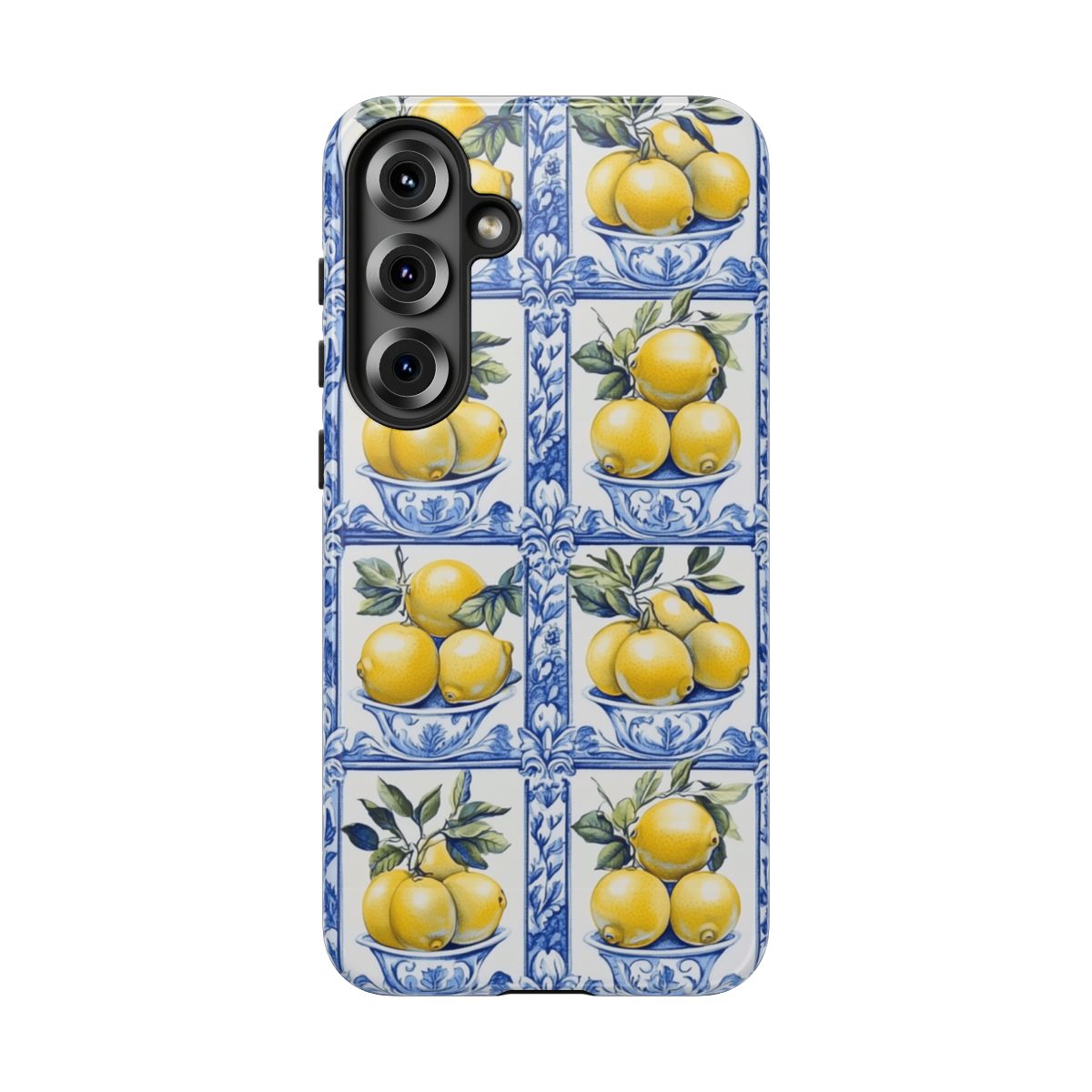 Amalfi Lemon Tile Phone Case - Mediterranean Blue & Yellow