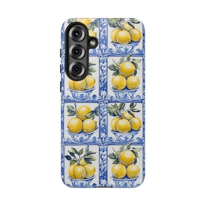 Amalfi Lemon Tile Phone Case - Mediterranean Blue & Yellow