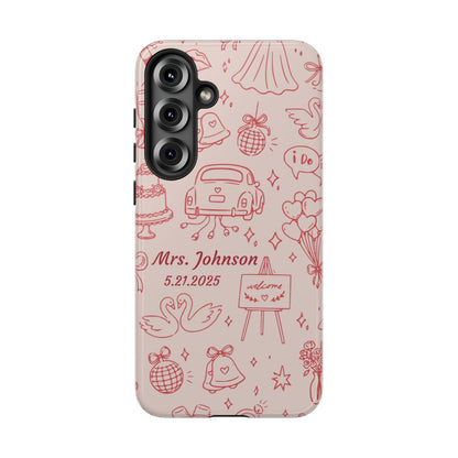 Pink Personalized Wedding Phone Case – Custom Name & Date Bridal Gift
