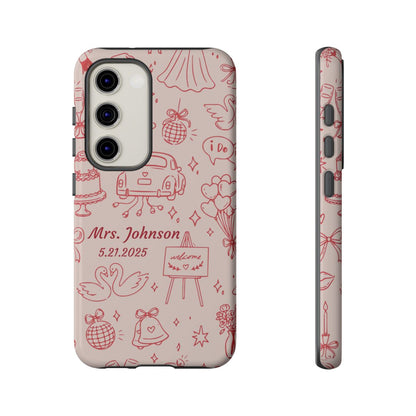 Pink Personalized Wedding Phone Case – Custom Name & Date Bridal Gift