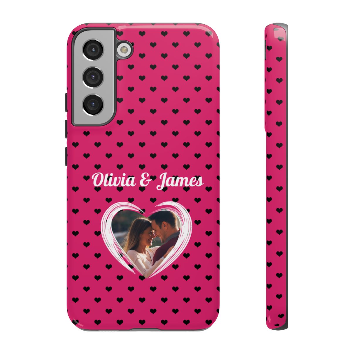 Personalized Photo Pink Heart Phone Case - Custom Photo & Name