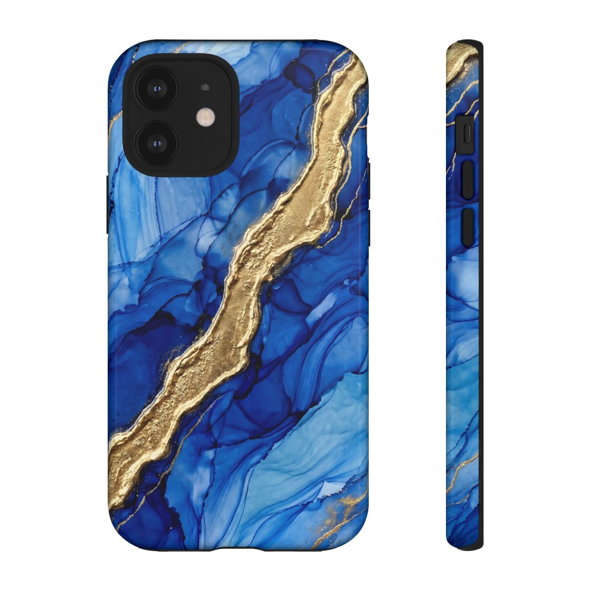 Blue Gold Marble Phone Case – Luxury Sapphire Geode Ink Art Design