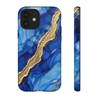 Blue Gold Marble Phone Case – Luxury Sapphire Geode Ink Art Design