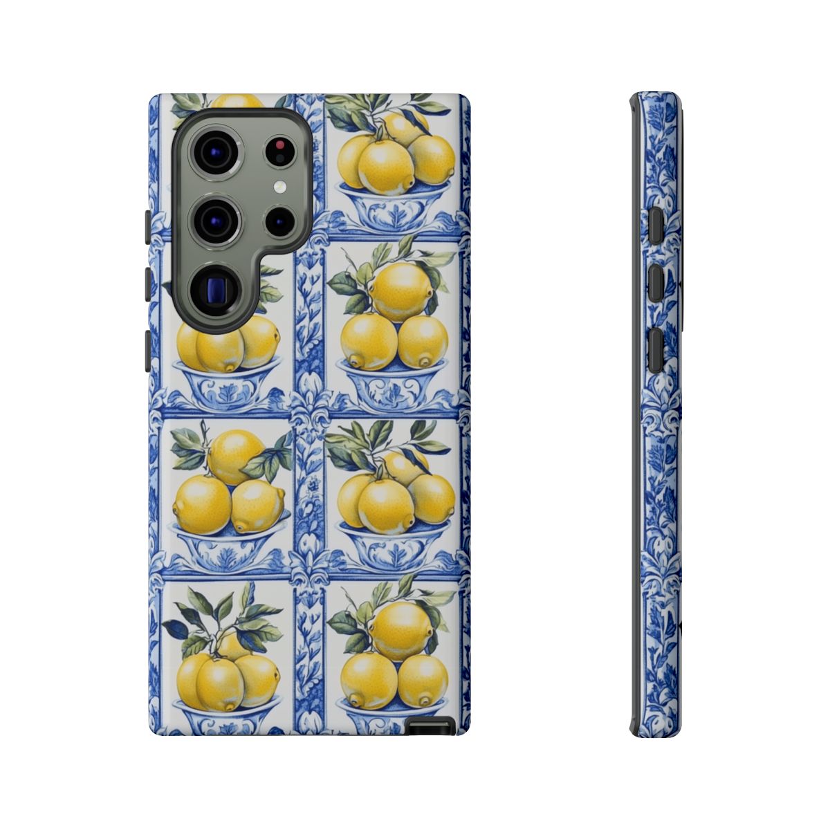 Amalfi Lemon Tile Phone Case - Mediterranean Blue & Yellow
