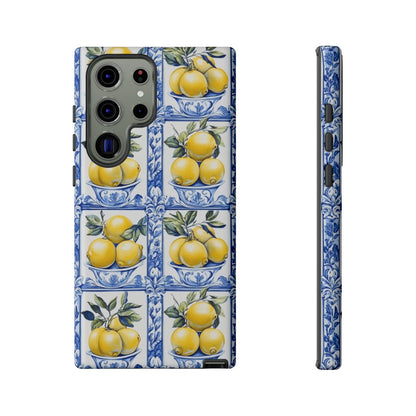 Amalfi Lemon Tile Phone Case - Mediterranean Blue & Yellow