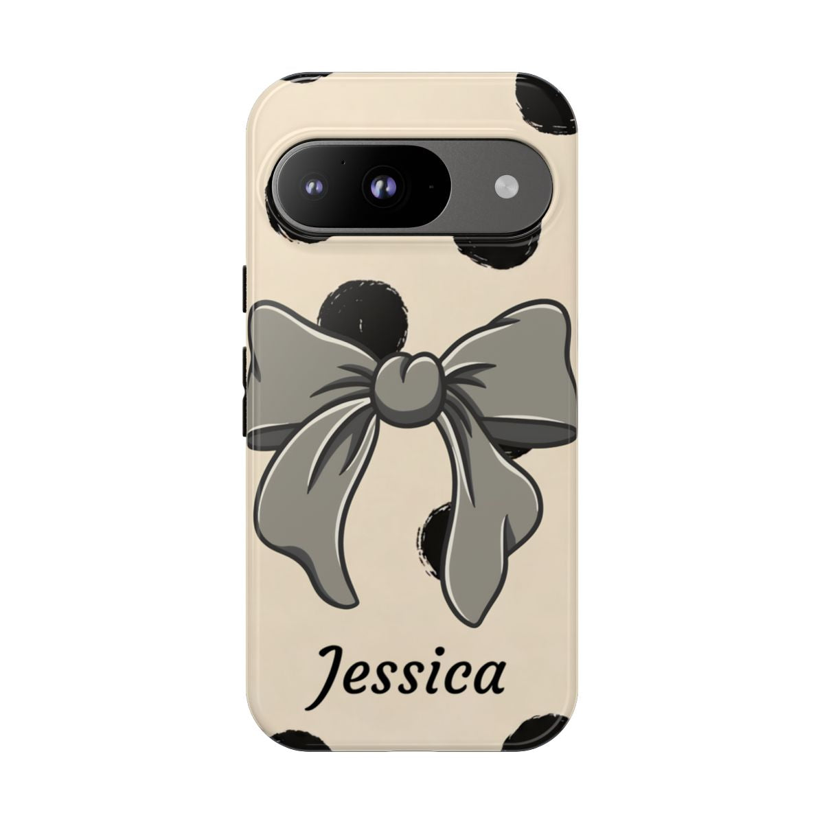 Personalized Polka Dot Bow Phone Case – Custom Name Coquette Retro Aesthetic
