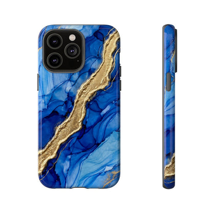 Blue Gold Marble Phone Case – Luxury Sapphire Geode Ink Art Design