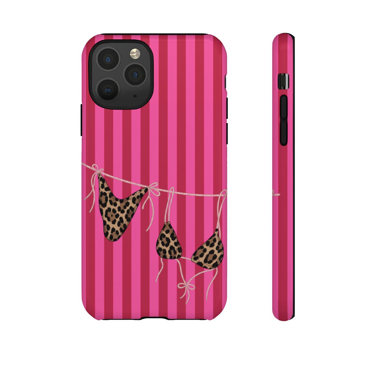 Leopard Bikini Striped Phone Case – Trendy Summer Beach Aesthetic