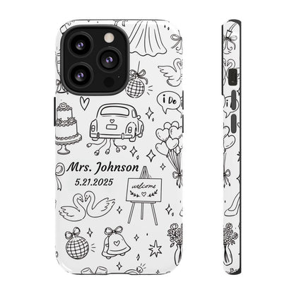 Black Wedding Phone Case – Personalized Name & Date Gift