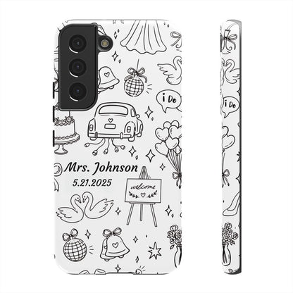 Black Wedding Phone Case – Personalized Name & Date Gift