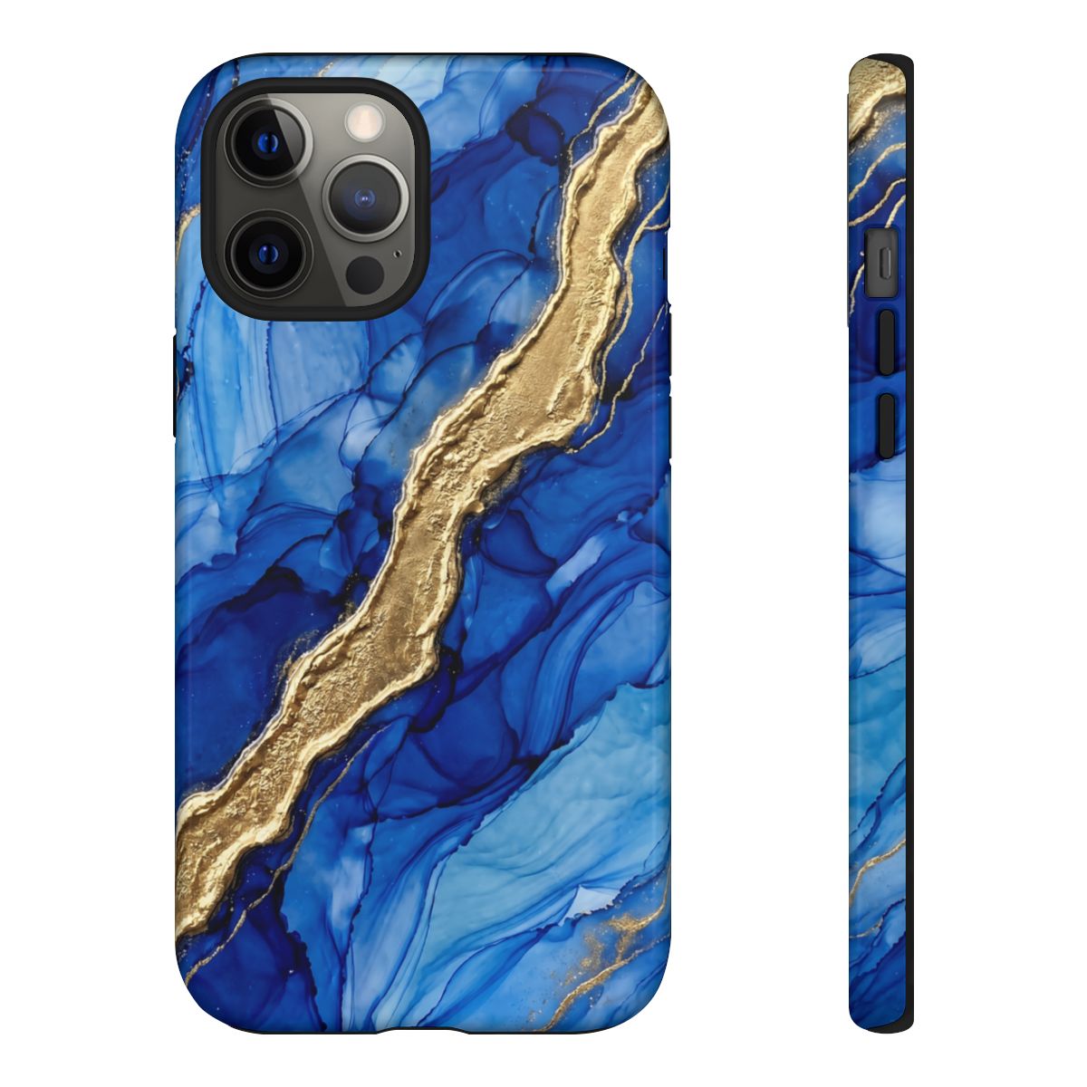 Blue Gold Marble Phone Case – Luxury Sapphire Geode Ink Art Design
