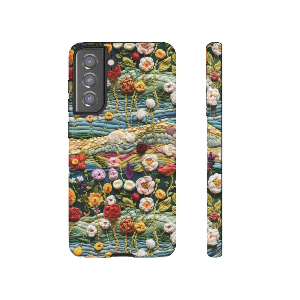 Embroidered Rosette Phone Case - 3D Boho Floral Art