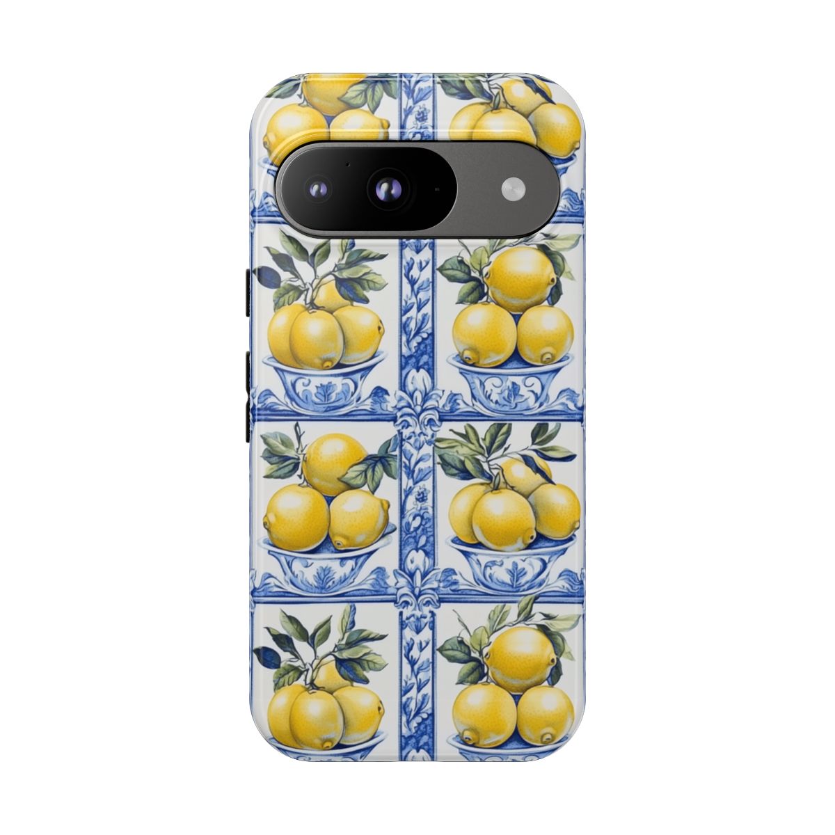 Amalfi Lemon Tile Phone Case - Mediterranean Blue & Yellow