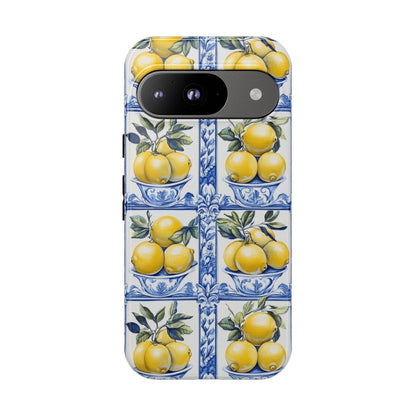 Amalfi Lemon Tile Phone Case - Mediterranean Blue & Yellow