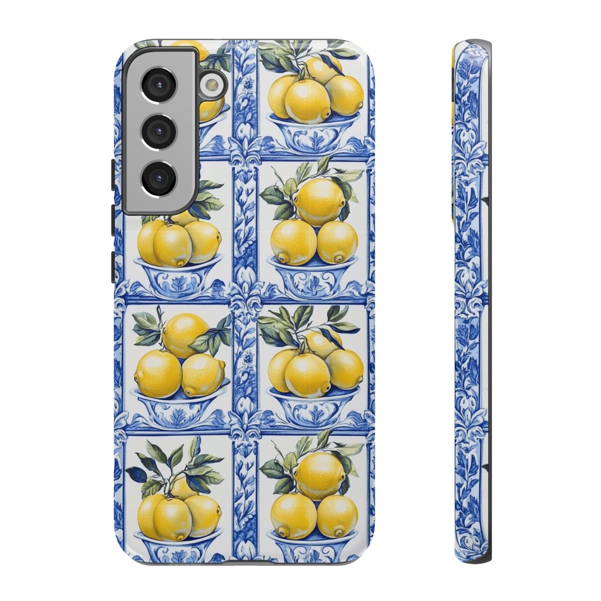 Amalfi Lemon Tile Phone Case - Mediterranean Blue & Yellow