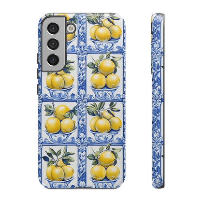Amalfi Lemon Tile Phone Case - Mediterranean Blue & Yellow
