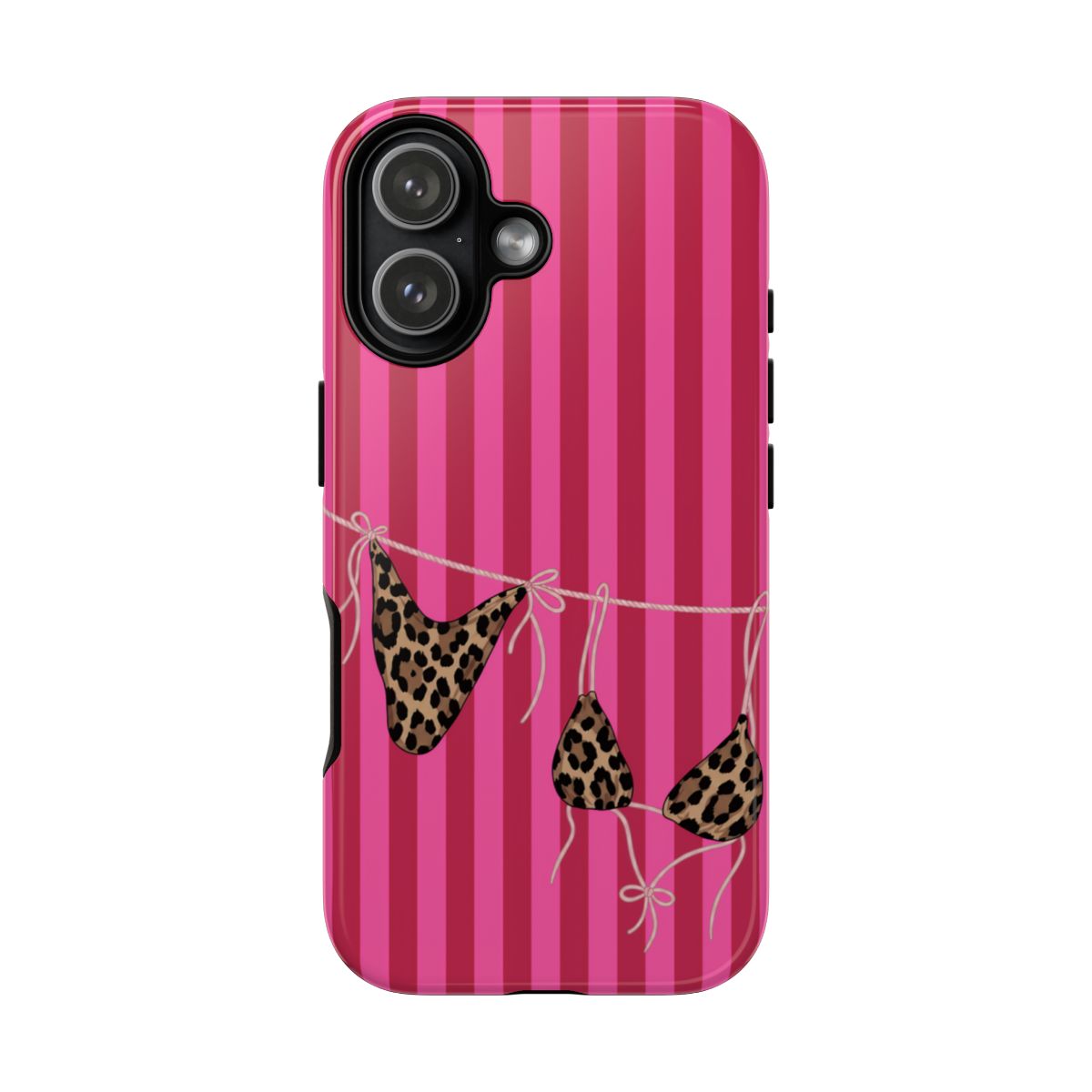 Leopard Bikini Striped Phone Case – Trendy Summer Beach Aesthetic