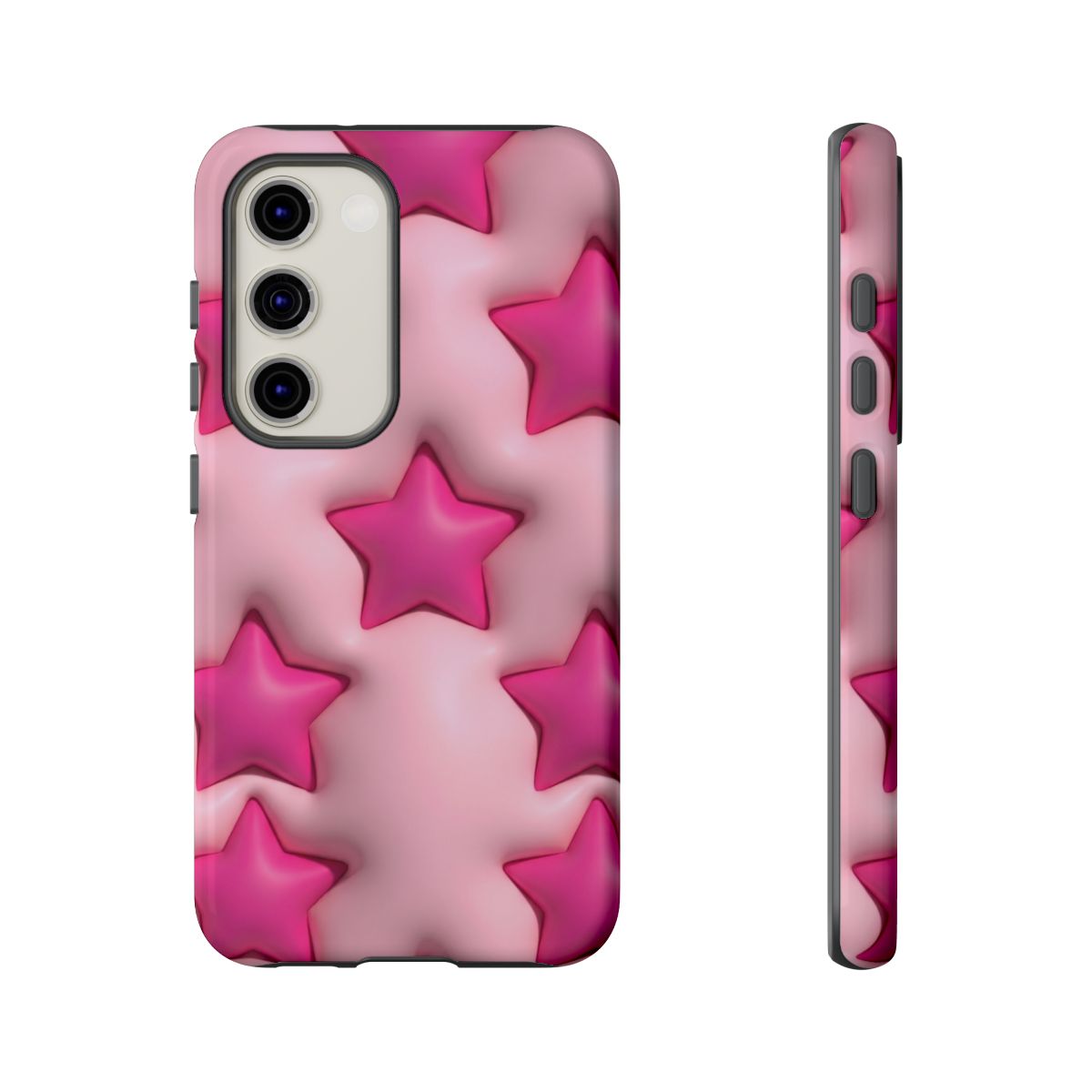Pink Puffy Stars Aesthetic Phone Case - Cute Y2K Design