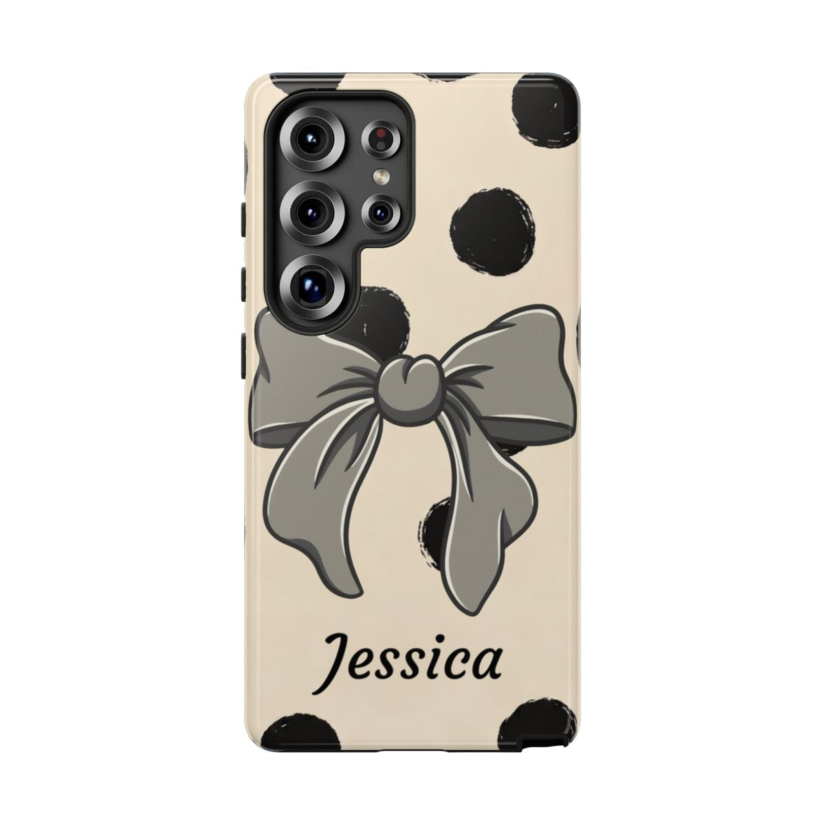Personalized Polka Dot Bow Phone Case – Custom Name Coquette Retro Aesthetic